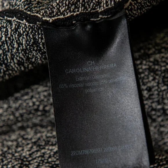 CH Carolina Herrera Dress Jacquard Knit Midi Long Sleeve Black White Size Small - Picture 4 of 6